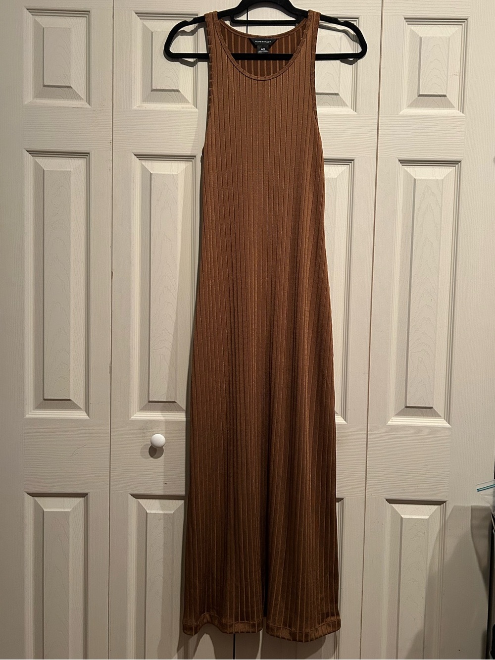 Ribbed Maxi Tank Dress in Brown